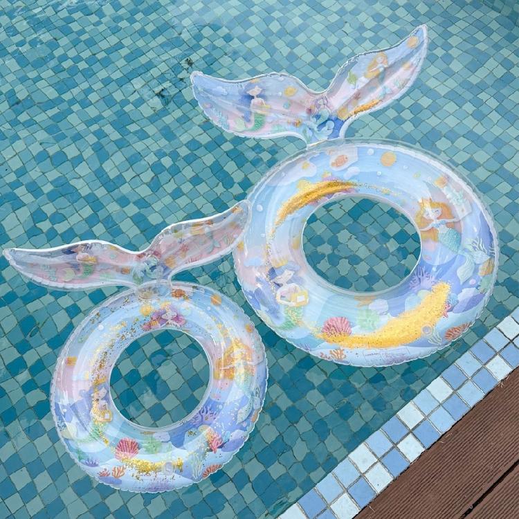 Children's Mermaids Inflatable Swimming Rings Floating Lifebuoys Water Toy for Beach and Water Fun
