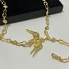 Elegant Gold Plated Peace Bird Charm Sweater Chain 80cm Length Retro Long Necklace Jewelry For Layering Outfits