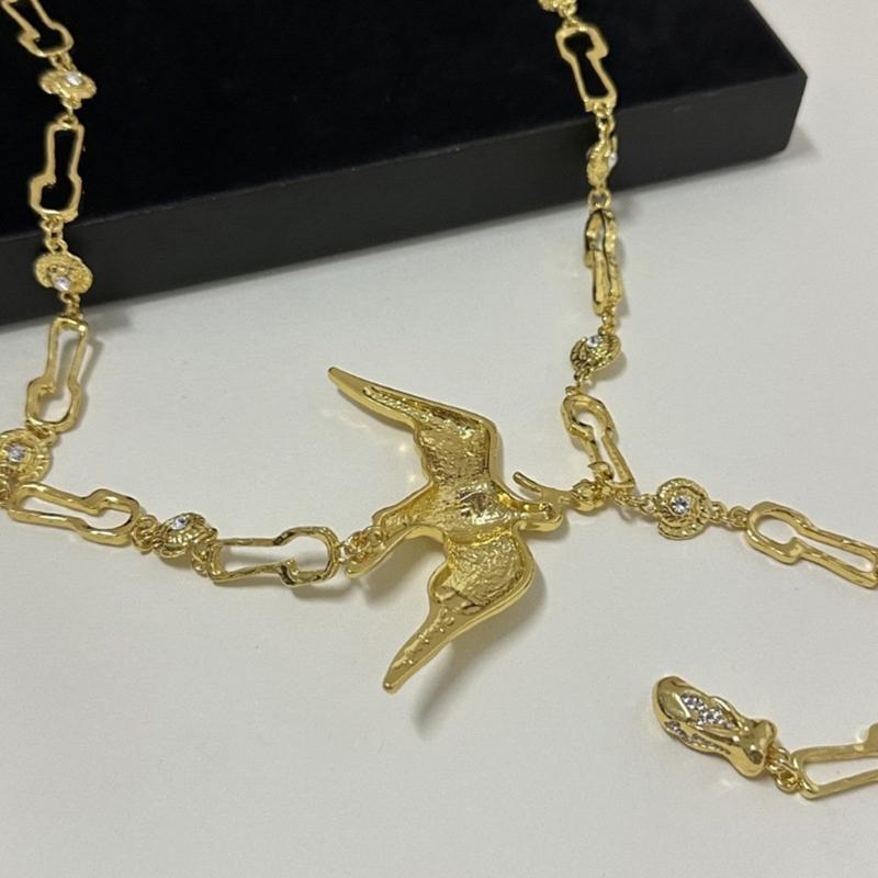 Elegant Gold Plated Peace Bird Charm Sweater Chain 80cm Length Retro Long Necklace Jewelry For Layering Outfits