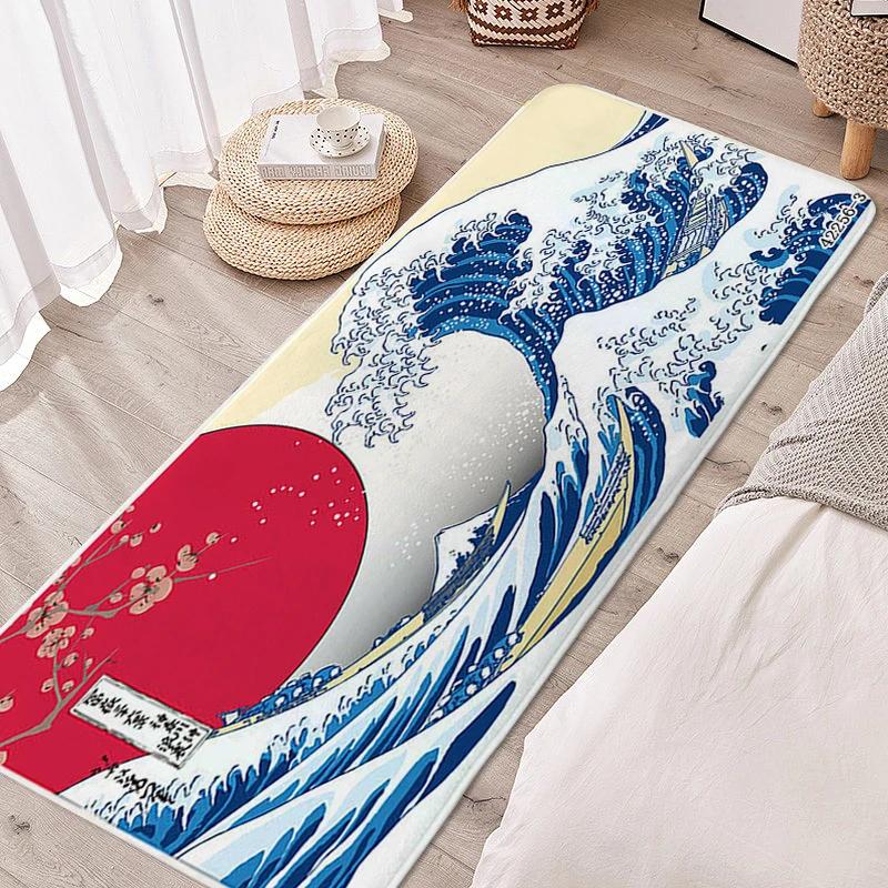 Carpet for Bedroom Japanese Waves Living Room Rugs Kitchen Floor Mat Washable Non-slip Doormat Entrance Door Home Decorations