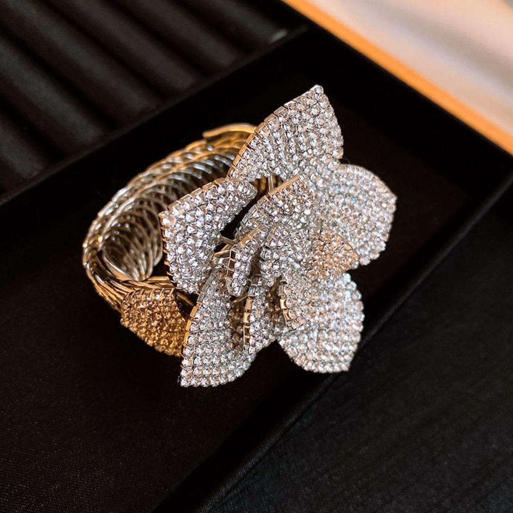 Adjustable Rhinestone Arm Cuff Bracelets Zinc Zinc Alloy Flower Upper Arm Bangle Girls