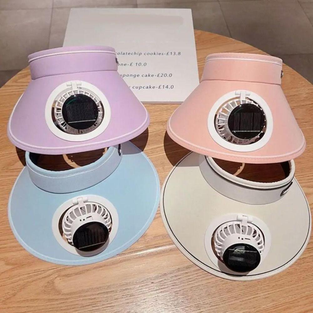 Breathable Wide Brim Sun Hat Sun Protection Solar Fan Cap Summer Fan Sunhat  Hot Weather