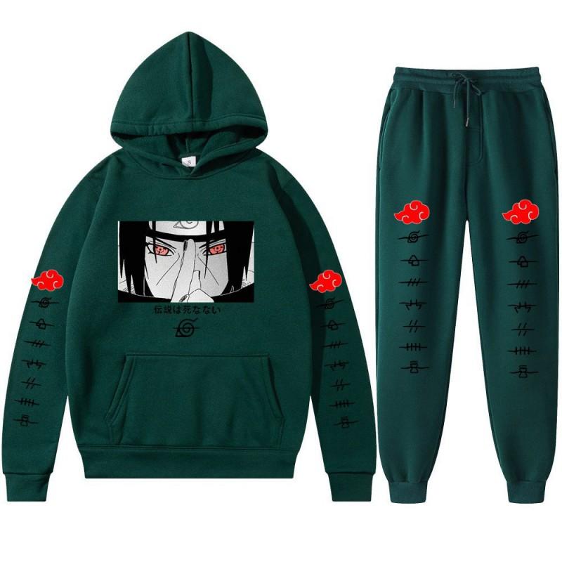Ensemble Hoodie Anime Naruto Hommes Femmes - Impression Uchiha Itachi Sweat à Capuche Décontracté Manches Longues Pantalon