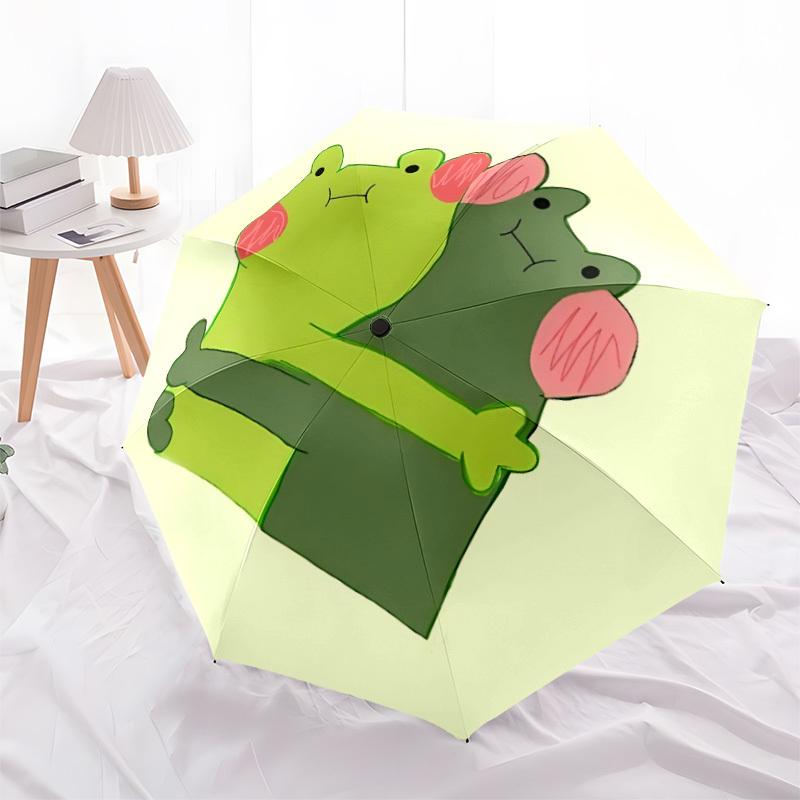 1pc Frog Hug Automatic Folding Umbrella Portable Collapsible 8-Rib Umbrella for All Seasons, Casual Outdoor Accessory, B34