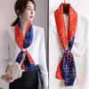 Spring Versatile Green Jungle Simulation Silk Scarf Women's Long Scarf Tied Bag Streamer Thin Scarf
