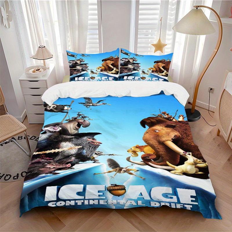 3pcs Ice Age Continental Drift Movie Characters Quilt Cover Set, Soft and Cozy Bedroom, Guest Room and Dorm Decorative Bedding 3-Piece Set 1