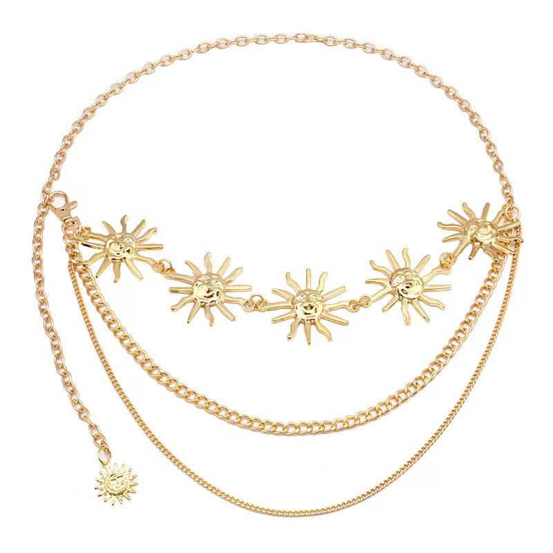 Women's Adjustable Sunflower Metal Waist Chain Accessory