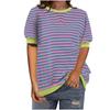 Women's Summer Striped Print Short Sleeve Round Neck T-Shirt Clothes Sale