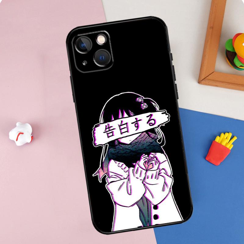 Sad Anime Aesthetic Senpai Phone Case For iPhone 16 Pro Max 11 12 13 14 15 Pro Max Mini XR 16e 15 16 Plus Cover Shell
