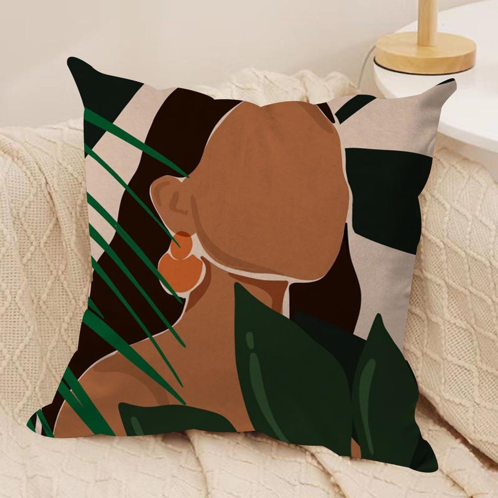 African Women Cushion Cover Pillowcase Ultra Soft Skin Friendly Fabric Cloud Like Comfort Concealed Zipper