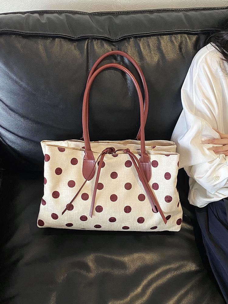 Korean Polka Dot Large Capacity Tote - Trendy Single Shoulder Bag for Everyday Use