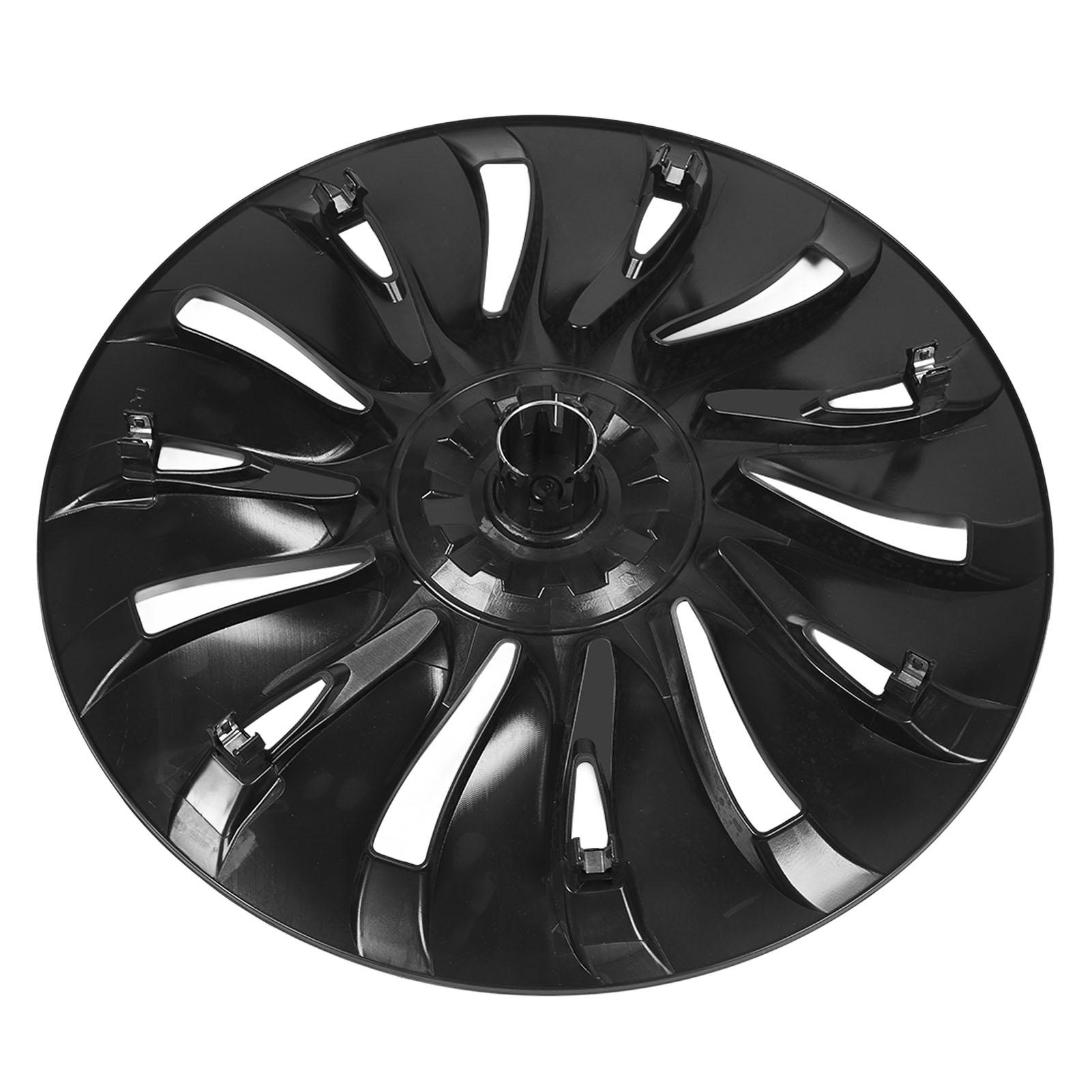 4PCS 19in Wheel Hub Cap Symmetrical Style Cool Sporty Replacement for Tesla Model Y 2020 to 2023 Glossy Black