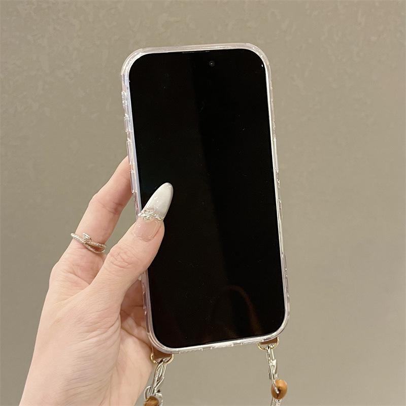 Plaid Embroidered Dachshund Phone Case with Hand Strap for iPhone 17/16 Pro Max/15/14