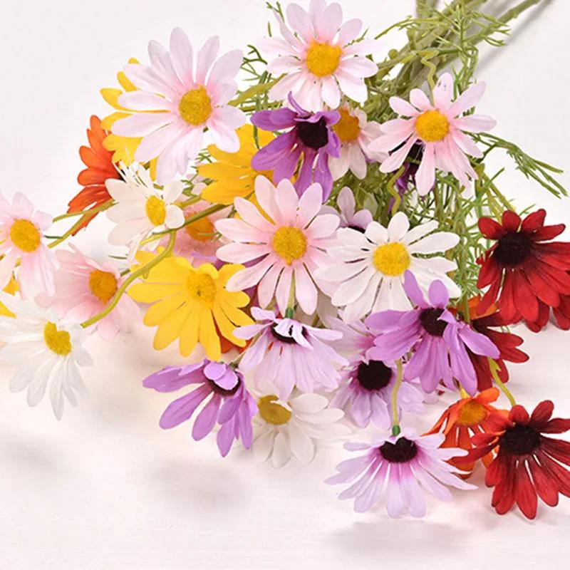 Top Quality Artificial Daisy Flowers Home Decor Fake Yellow Daisy Bouquet for Living Room Party Wedding Decoration Mother's Day