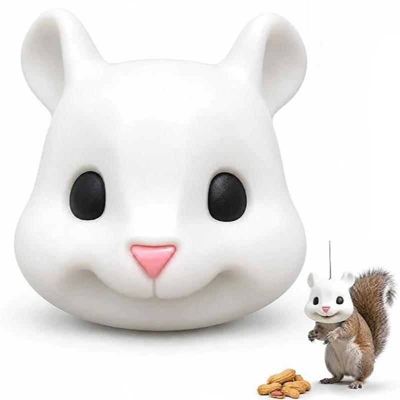1Pcs Funny Animal Face Hanging Feeder Squirrel Head Feeder Food Container Wide Opening For Trees And Deck