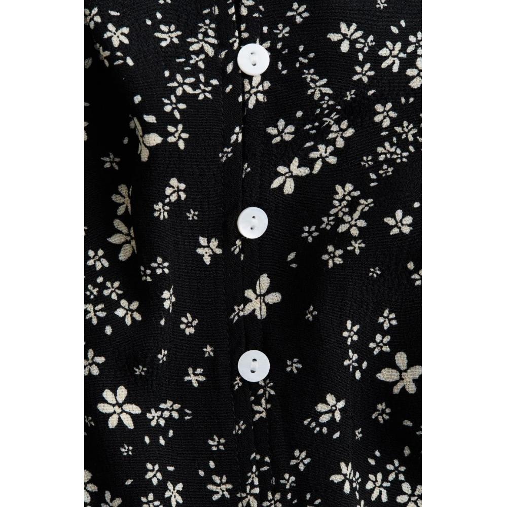 H M MAMA Button Front Dress Black Small Flower