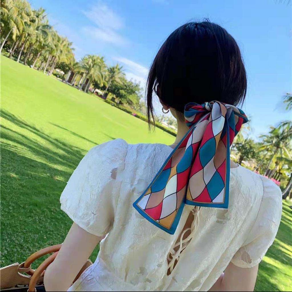 Classic French Silk Scarf: Retro Headband & Hair Ribbon for Women