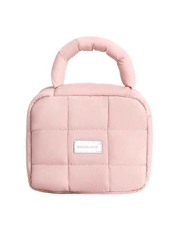 Macaron Color Foldable Puff Square Waterproof Makeup Bag - Large Capacity Handheld Travel Storage