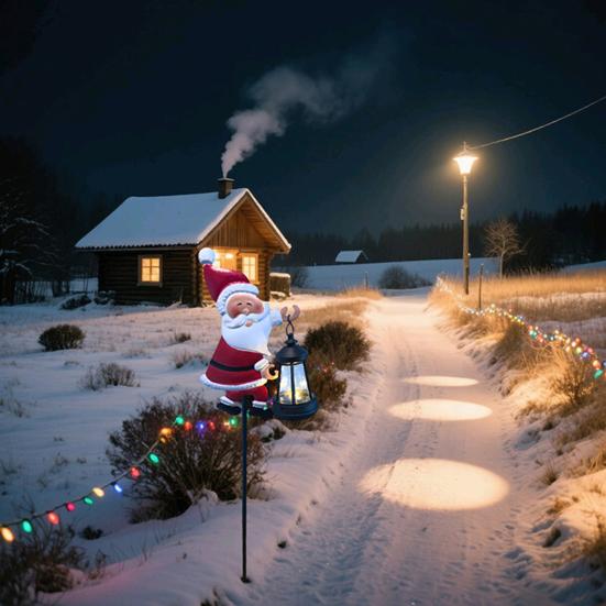 Lawn Decorative Light Solar Santa Claus Watering Can LED Light Solar Powered Outdoor Waterproof Christmas Pathway Decoration