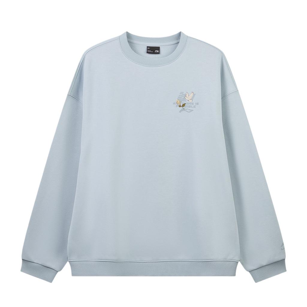 Li-Ning Sports Lifestyle Series Letter Minimalist Soft Versatile Loose Sweatshirt Women sweatshirt AWDWF06-8