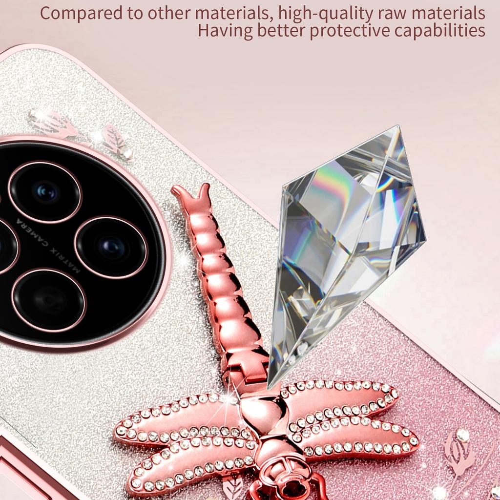 KADEM For Honor Magic7 5G Case Dragonfly Kickstand TPU Flowers Glitter Phone Cover