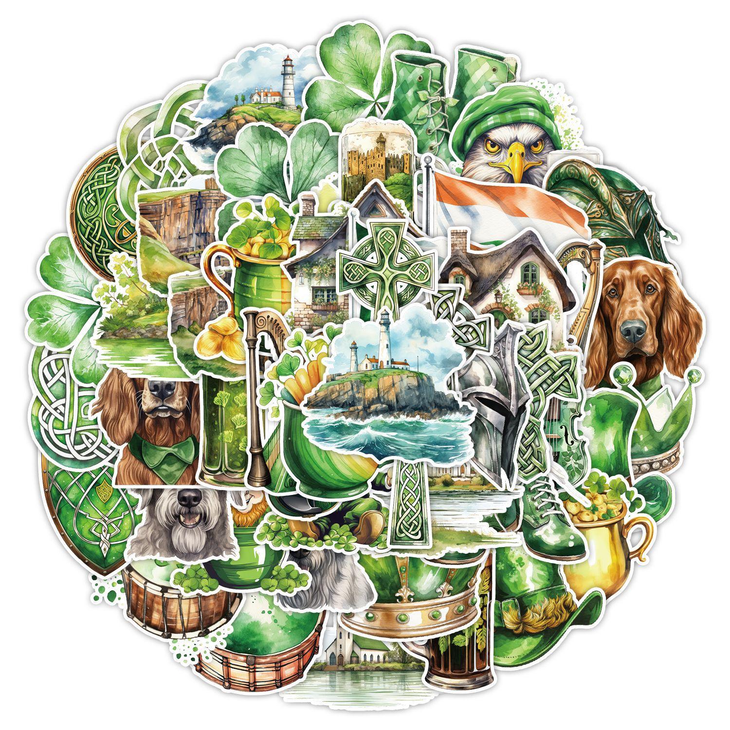 

50 Pieces of St. Pa’s Day Graffiti Stickers Suitcase Skateboard Refrigerator Decoration Stickers Waterproof Creative Holiday Stationery Stickers