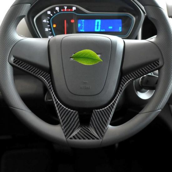 Carbon Fiber Front Steering Wheel Chin Cover Sticker For Chevrolet Sonic 2012-16