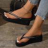 Ladies Wedges Sandals Beach Thong Sandals Comfortable Beach Platform Flip Flops Breathable Non Slip for Wandering Gathering