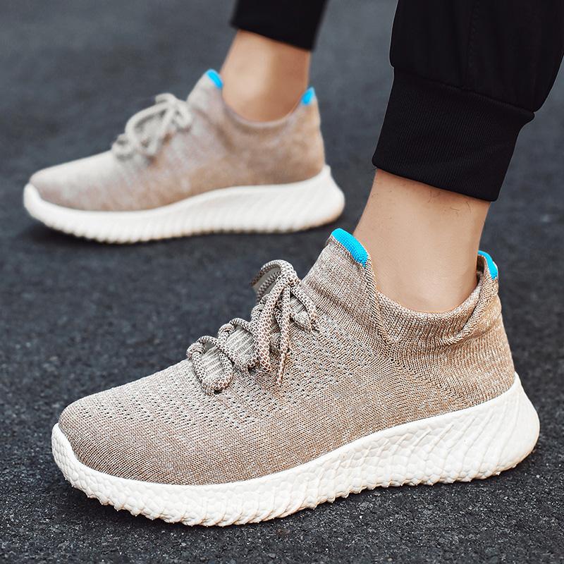 Men's Fashion Breathable Sports Flyknit Mesh Shoes Outdoor Hiking Shoes Tourism Walking Socks Shoes
