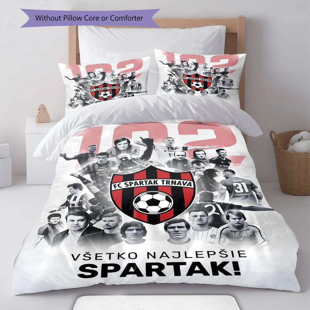 Literie Modèle FC Spartak Trnava, Ensemble Couette Housse de Couette Taie d'oreiller Cadeau d'Anniversaire pour la Maison(1 housse de couette + 2 taies d'oreiller, sans garniture.)