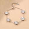Lucky Five-Leaf Clover Beaded Bracelet for Women Classic Fashion Minimalist Gold Plated Stainless Steel Jewelry