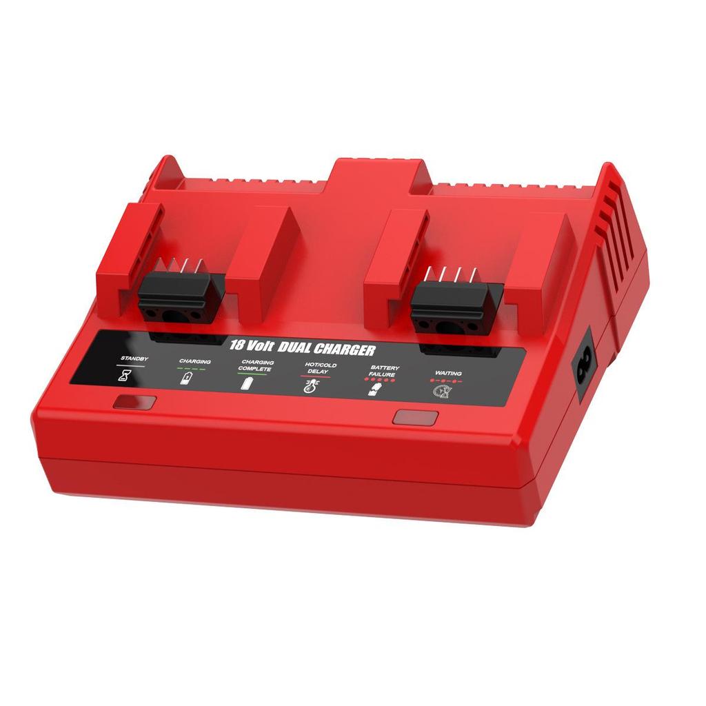 Milwaukee-Compatible Dual Slot Fast Charger for M18 Power Tools (3A)
