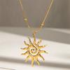 Fashion Vintage Chic Sun Pendant Necklace for Women Stainless Steel Earrings Statement Golden Fashion Jewlery Accessories Gifts