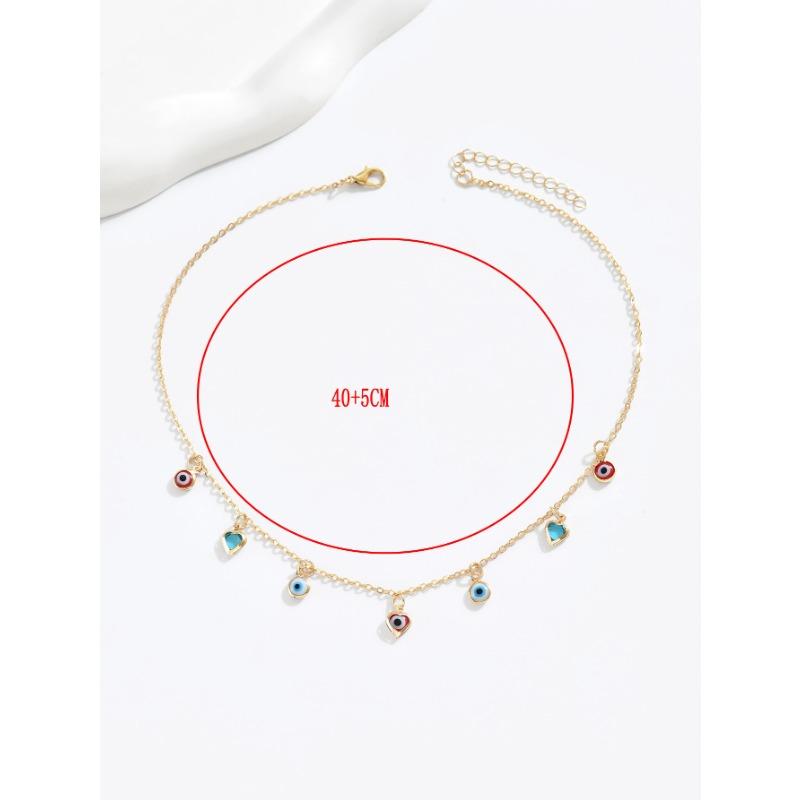 Fashion Women Elegant Versatile Heart Devil Eye Clavicle Necklace