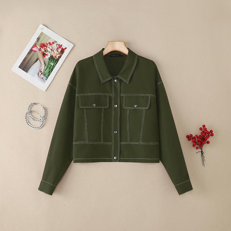 

ZANZEA Женская повседневная блузка с отложным воротником и длинными рукавами 3XL зелёный