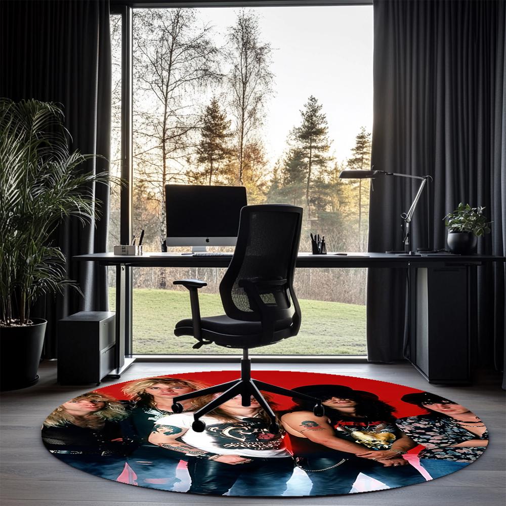 Guns N Roses Printed Round Rug Carpet Chair Rug Area Rug Entryway Doormats,for Office Chair Living Room Bedroom Kitchen Room.