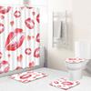 Valentine'S Day Toilet Shower Curtain Four-Piece Printed Floor Mat Set Bathroom Floor Mat Bedroom Absorbent Door Mat Carpet