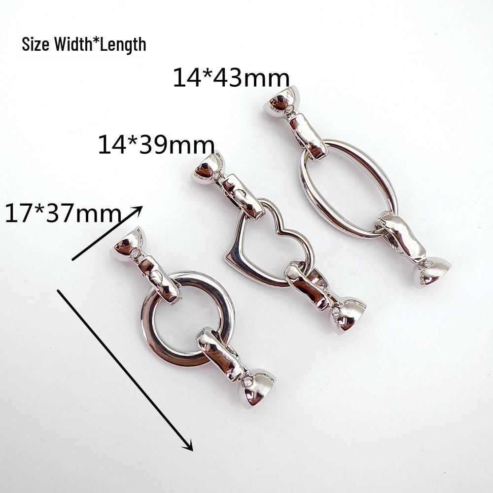High Polish Stainless Steel Round Heart Double Clasp for Sweater Chain - Colorfast Pearl Connector