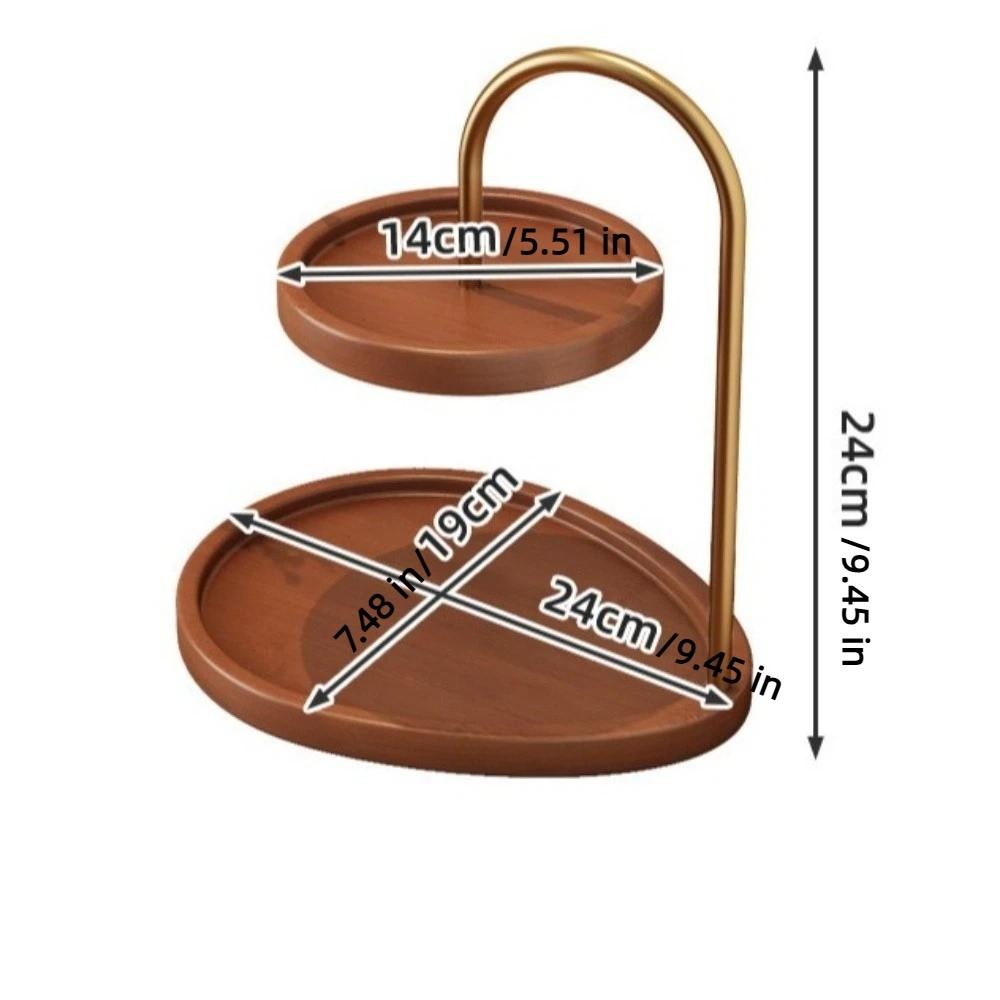 Wooden Double Layer Storage Tray Retro Jewelry Holder Jewelry Display Stand Key Rack Tray Decorative Necklace Display Stand