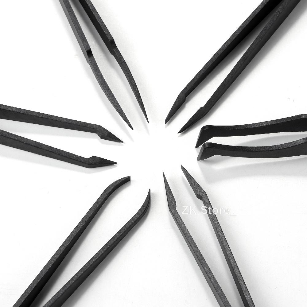 1/6 PCS Watch Repair Tool Kits Antistatic Carbon Fiber Tweezers Plastic Tweezers for Watchmaker Precision Accessory Installation