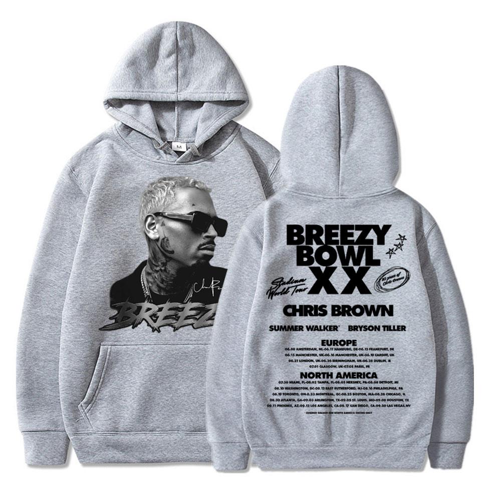 

Chris Brown Breezy Bowl XX 2025 Concert Tour Hoodie Hip Hop Retro Men Women Sweatshirt Oversized Fleece Warm Pullover Streetwear L