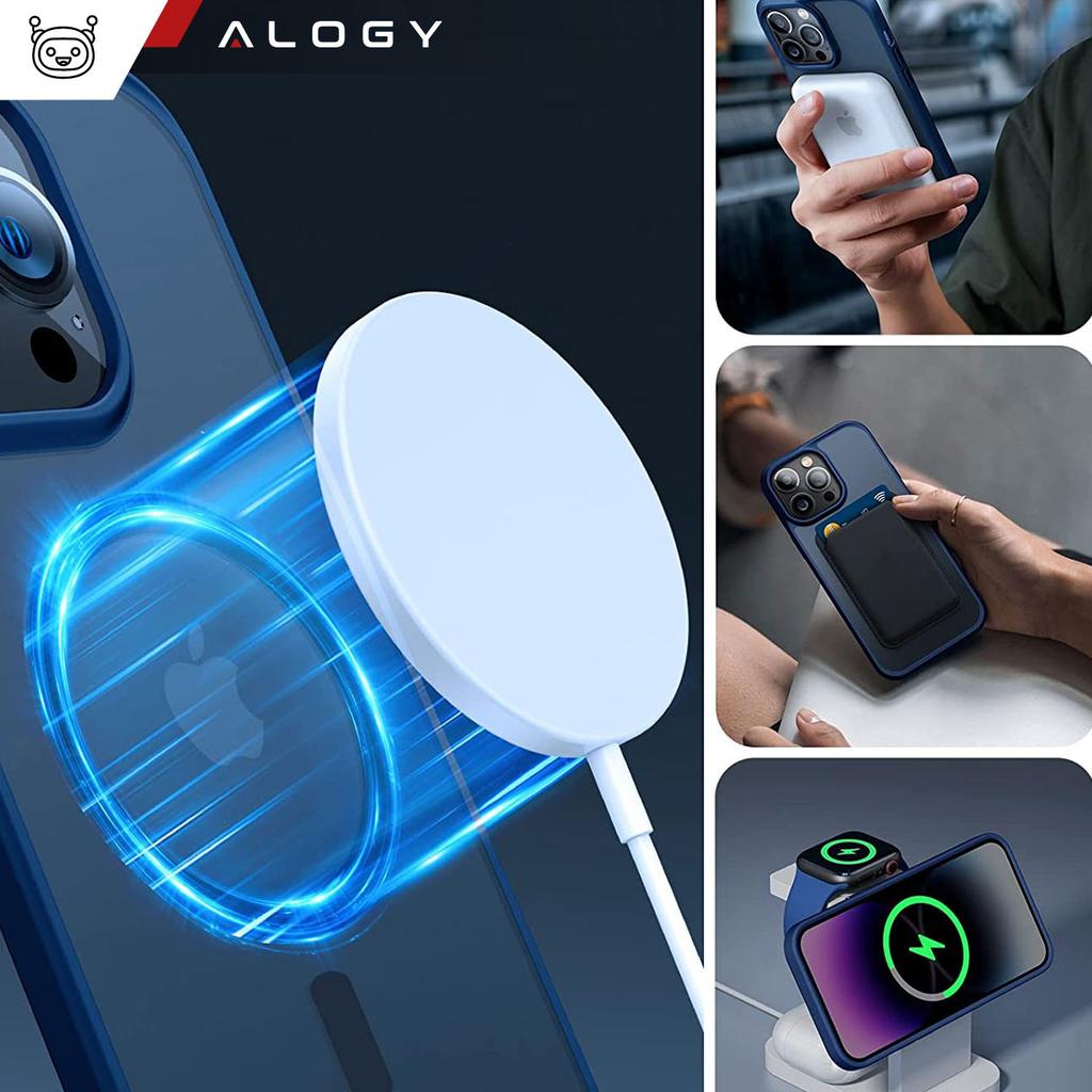 Etui Do Iphone 14 Pro Max Magsafe Case Obudowa Ochronna Alogy Ring Pancerne Na Telefon Matowe Granatowe