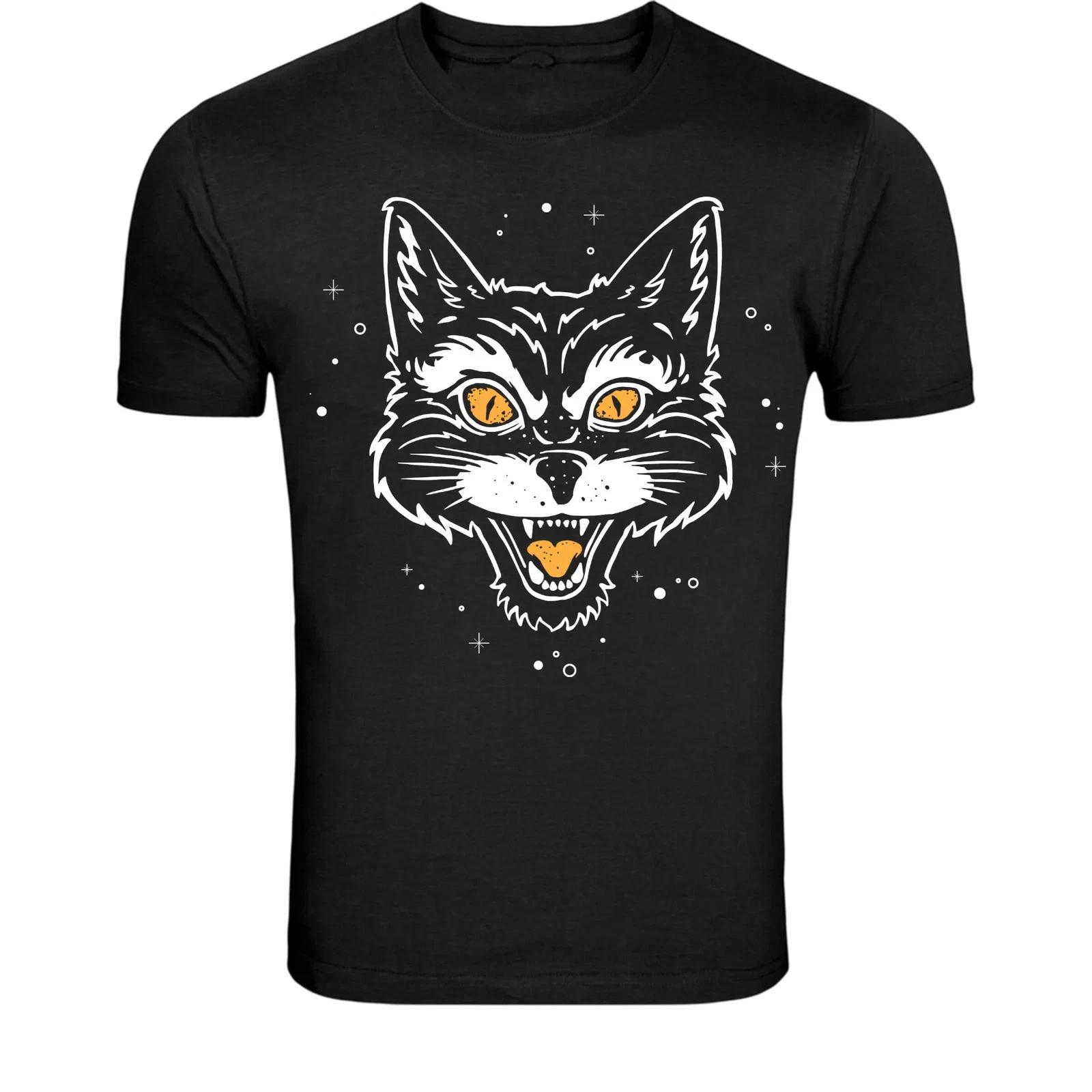 Mystic Wolf Head T-Shirt - Dark Wild Animal Eyes Graphic Tee M