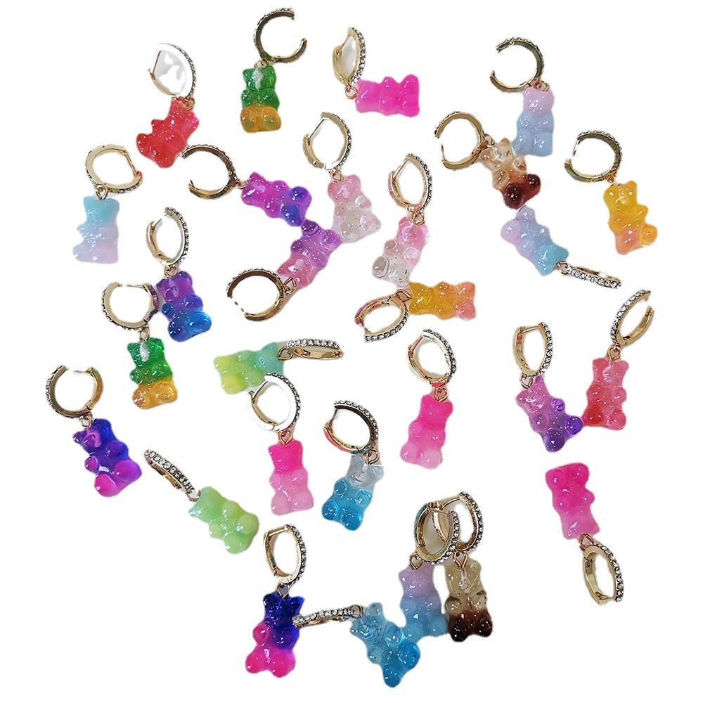 Playful Bear Resin Candy Earrings Fashionforward Animal Design Plated Finish