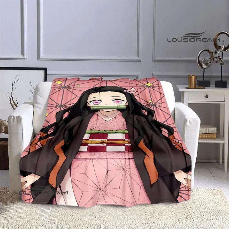 Demon Slayer Cartoon Deka s potiskem Dětské Teplé deky Flanel Měkká a pohodlná podšívka do postele Dárek k narozeninám