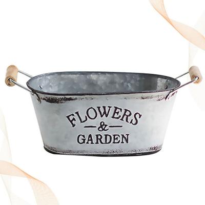 Europäischer Stil Eisen Ovaler Blumentopf Rustikaler Holzerner Blumenkübel Retro Blumenvase Balkon