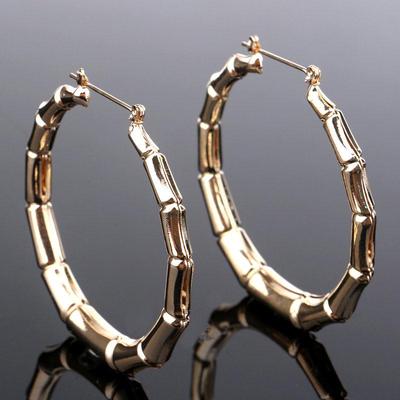 New Fashion Silver/Gold Color Party Exaggerated Bamboo Section Big Round Hoop Circle Earrings