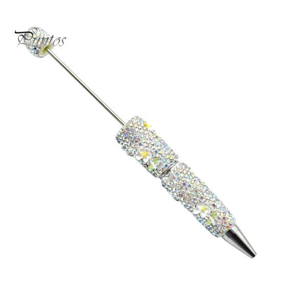 Fun Glowing Writing Tool DIY Glow-in-the-Dark Diamond Beaded Pen, Rhinestone Ballpoint Pens with Cartoon Charms, Cute Glitter Creative Gift Pen Tools