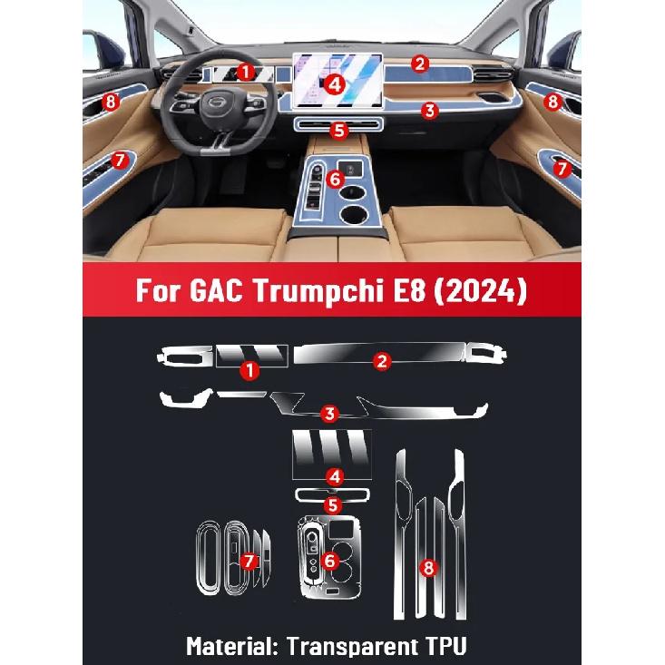 For GAC Trumpchi E8 2025 Anti-scratch Car Door Center Console Media Dashboard Navigation Car Accessories TPU Protector Film