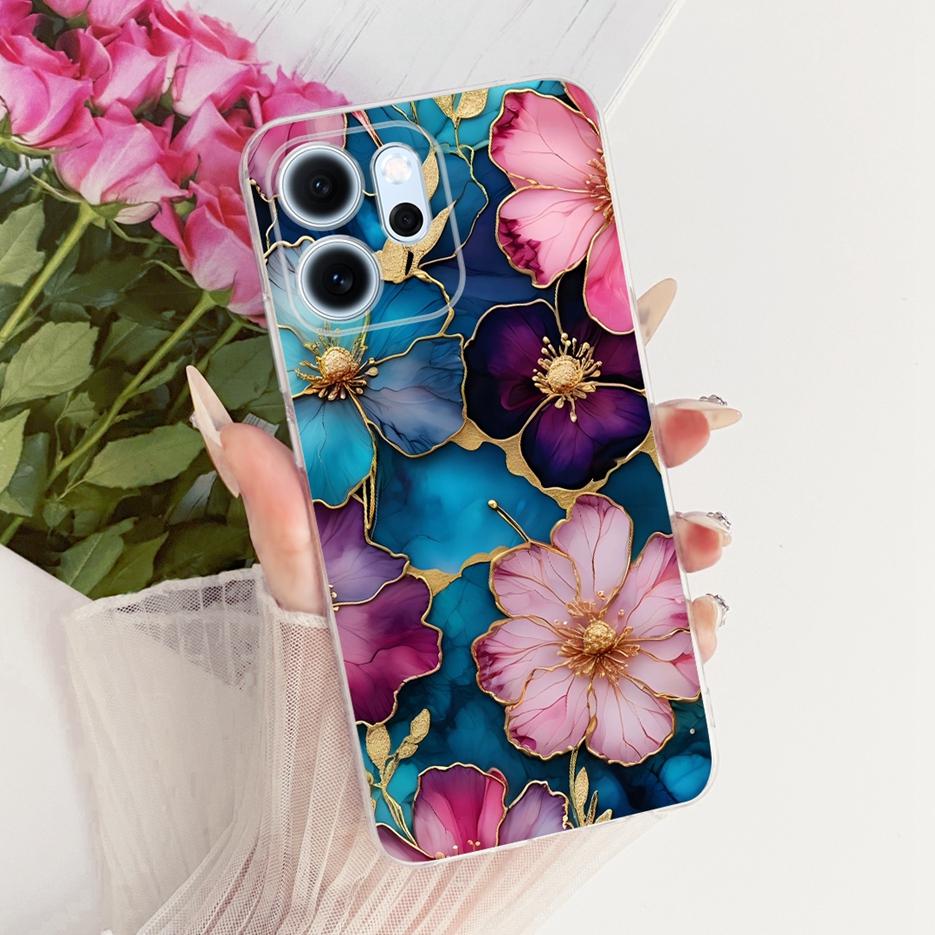 For Oppo Reno 14 Pro Case Reno14 F 5G Colorful Flowers Painted Cover Soft Slim Phone Case For Oppo Reno 14F Reno14 FS Pro Fundas